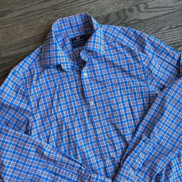 Vineyard Vines Classic Fit Murray Shirt Small  Blue Red Check EUC - Picture 1 of 4